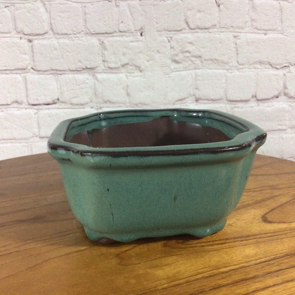 Glazed Hand Painted Teal Bonsai Planter - Picture 4 of 6